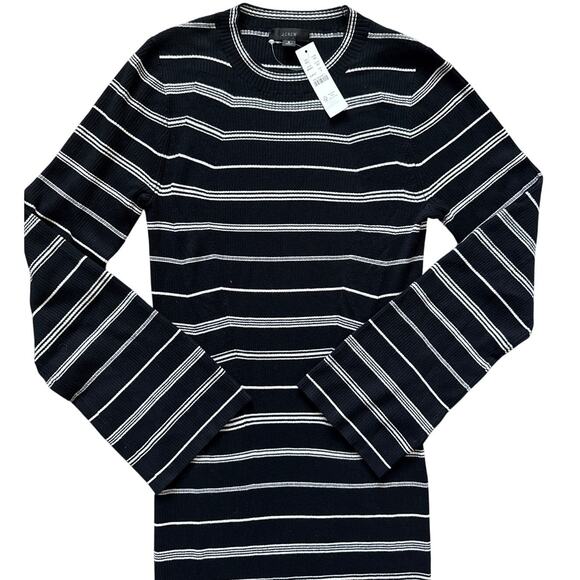 J. Crew Knit Ribbed Bodycon Sweater Midi Dress Mixed Striped Size Small - Picture 6 of 12